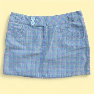 Vintage Soundgirl Mini Skirt, EUC, juniors size L, seersucker multicolor pastels